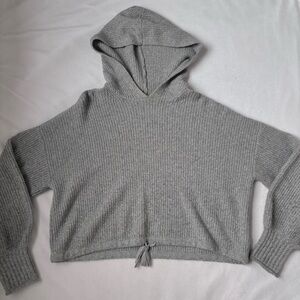 American Eagle Cinch-Waist Sweater with Hoodie, Gray, Size XS